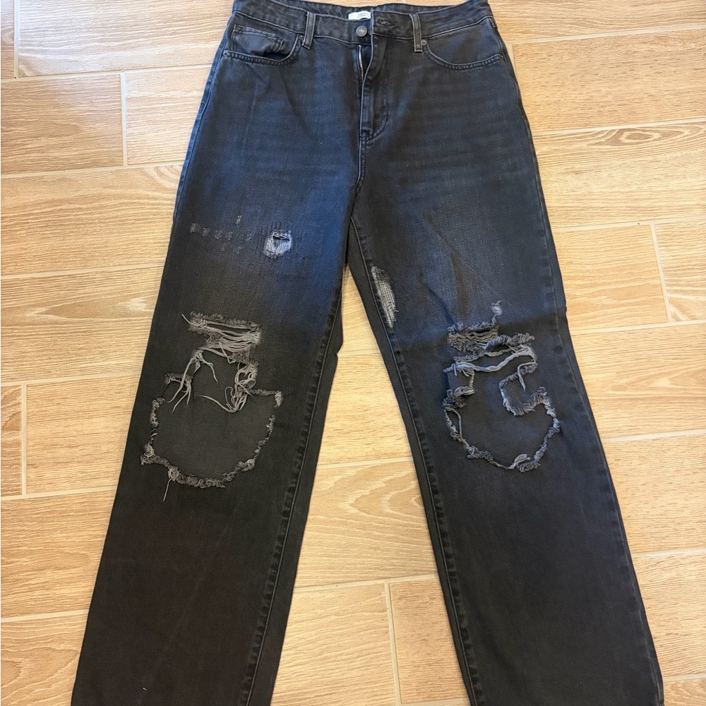 Forever 21 Women’s Mom Distressed Dark Gray Jeans